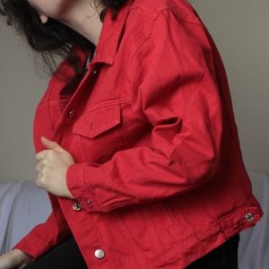 red denim jacket